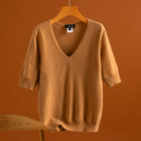 Women's cashmere five-quarter sleeve pure cashmere knit T-shirt women's five-quarter sleeve spring sweater leggings