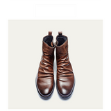 Men shoes quality military knight series badge embroidery side zip knight boots men's leather boots