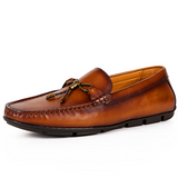 Men's Handmade Cowhide Leather Pea Shoes — Casual Loafers