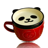 Panda Shiba Inu Ceramic Mug with Lid — Cute Animal Coffee Mug