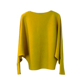 Women warm knitted top, small bat sleeves, loose autumn thin pullover, solid color, simple temperament, one word neck sweater
