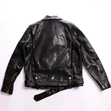 Men leather jacket motorcycle riding motorcycle clothing lapel oblique zipper belt leather jacket jacket