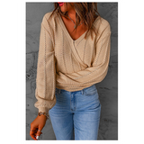 Women long-sleeved pullover women's autumn and winter new solid color all-match cross-neck knitted sweater women