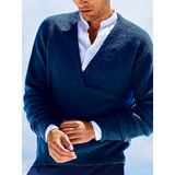 New Fall Vintage Men's Sweater Pullover Long Sleeves Fashion V-Neck Men's Knitwear