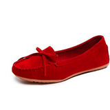 Women's Suede Bow Flat Beanie Shoes — Slip-On