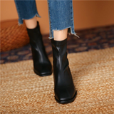 Women's Square Toe Thick-Heel Mid-Tube Martin Boots