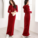 Women dress Hooded Dress Thin Plush Casual