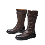 Men shoes Martin boots men's high-top long barrel thick bottom side zipper British retro middle-top leather shoes men's motorcycle boots