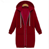 Women hooded long-sleeved winter sweater women's jacket in a long thick shirt