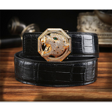 Men belt true crocodile leather men belt Stainless steel Plate buckles male belt Smooth buckle men crocodile belt