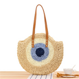 Women's Retro Straw Round Beach Bag — Summer Woven Tote