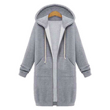 Women hooded long-sleeved winter sweater women's jacket in a long thick shirt