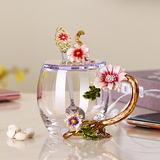 Flower Crystal Glass Mug — Elegant Floral Glassware