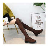 Women shoes Lace-up Over-the-knee knee-high boots ladies flat boots over the knee