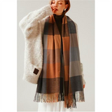 Women cashmere Shawl Scarf Winter Warmth Cashmere Tassel Plaid Long Bib