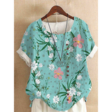 Women summer short sleeves Retro Fashion Loose Casual Short Sleeve T-Shirt Women