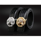 Men belt true crocodile leather men belt Stainless steel Plate buckles male belt Smooth buckle men crocodile belt