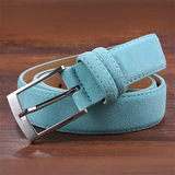 Women belt New Fashion Genuine Leather Suede Men Cowhide Belt Luxury Brand Brushed Metal Pin Buckle