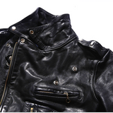 Men leather jacket motorcycle riding motorcycle clothing lapel oblique zipper belt leather jacket jacket