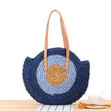 Women's Retro Straw Round Beach Bag — Summer Woven Tote