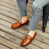 Men's Handmade Cowhide Leather Pea Shoes — Casual Loafers