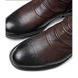 Men shoes Martin boots men's high-top long barrel thick bottom side zipper British retro middle-top leather shoes men's motorcycle boots