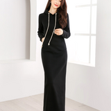 Women dress Hooded Dress Thin Plush Casual