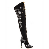 Women boots elegant embroidered boots over the knee boots fashion zipper stiletto