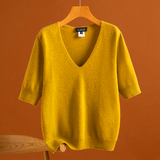 Women's cashmere five-quarter sleeve pure cashmere knit T-shirt women's five-quarter sleeve spring sweater leggings