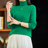 Women pullover t-shirt wool cashmere seamless bottoming high-quality high-neck slim-fitting bottoming shirt long-sleeved knitted sweater