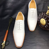 Men shoes men crocodile leather shoes male wedding shoes white shoes leather sole shoes luce up