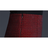 women Hip skirt Autumn winter fishtail skirt New skirt appears thin mid-length bag skirt red plaid long skirt female Ou Han wool high waist