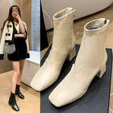 Women shoes single boots autumn and winter new thick heel women's square toe short tube