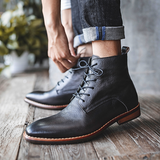 Men boots vintage polished motorcycle boots high top cowhide Chelsea boots men