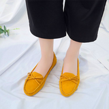 Women's Suede Bow Flat Beanie Shoes — Slip-On