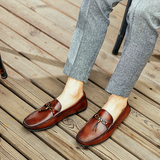 Men's Handmade Cowhide Leather Pea Shoes — Casual Loafers
