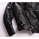 Men leather jacket motorcycle riding motorcycle clothing lapel oblique zipper belt leather jacket jacket