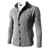 men Fall/Winter Casual Single-Breasted Stand-up Collar Cardigan Sweater Men Loose Plus Size Jacket Men Knitwear
