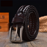 Men belt Hand Woven Belt Men Retro Pure Leather 4cm Wide Casual Needle Buckle