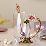 Flower Crystal Glass Mug — Elegant Floral Glassware