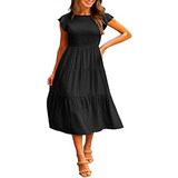 Sundress sleeveless ruffle women casual plaid print