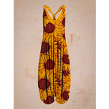 Abstract harem pants Printed women Loose Casual Suspender Jumpsuit