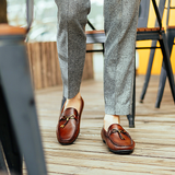 Men's Handmade Cowhide Leather Pea Shoes — Casual Loafers