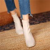 Women's Square Toe Thick-Heel Mid-Tube Martin Boots