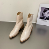 Women shoes pointed toe short boots women's autumn and winter thick heel back zipper