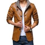 leather jacket men winter warm jackets coats male leather