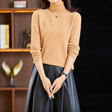Women pullover t-shirt wool cashmere seamless bottoming high-quality high-neck slim-fitting bottoming shirt long-sleeved knitted sweater