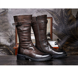 Men shoes Martin boots men's high-top long barrel thick bottom side zipper British retro middle-top leather shoes men's motorcycle boots