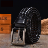 Men belt Hand Woven Belt Men Retro Pure Leather 4cm Wide Casual Needle Buckle