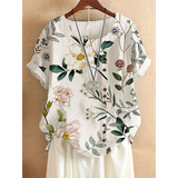 Women summer short sleeves Retro Fashion Loose Casual Short Sleeve T-Shirt Women